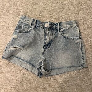 PacSun Blue Jean Shorts Distressed Frayed Hem